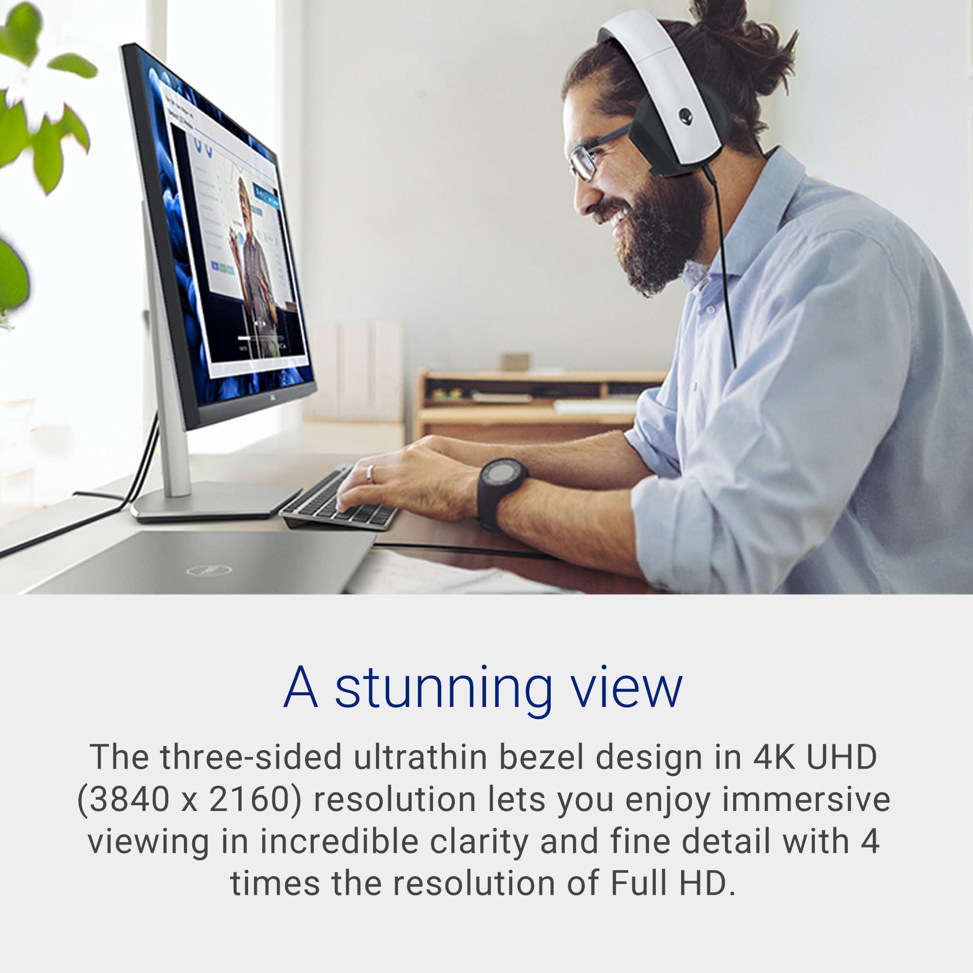 Dell Dell S2721QS Monitor 27 Inch, 4K UHD (3840 x 2160) IPS Display, Ultra-Thin Bezel, AMD FreeSync, HDMI, DisplayPort, VESA Certified - Silver