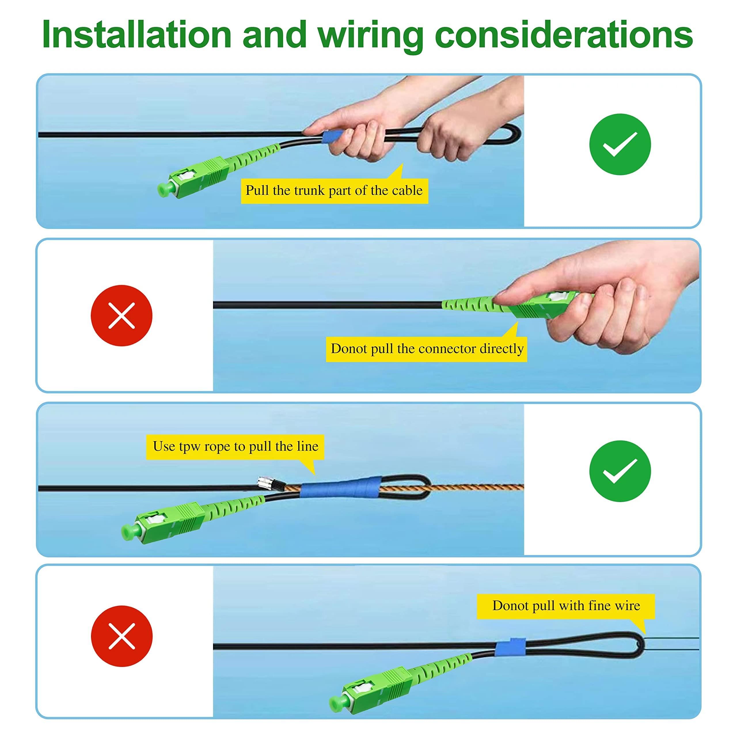 Bangun 300 Meters Low Friction Outdoor Armored SC/APC to SC/APC Fiber Optic Internet Cable, Single Mode Patch Cable, Fiber Optic Jumper Optical Patch Cord, SIMPLEX, 9/125um, OS1/OS2 Compatible, LSZH Black