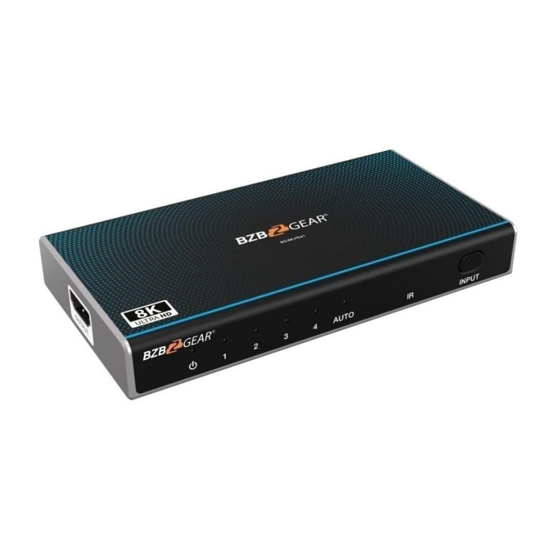 BZB GEAR 4x1 8K UHD Ultra Slim HDMI 2.1 Switcher (8K60, 4K120Hz 4:4:4 10bit)