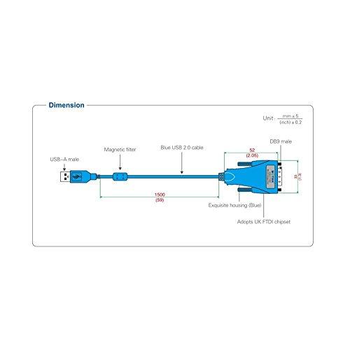 U-Tek UTEK UT-8801 1.5M Length USB to RS-232 Converter ver2.0(1-Port USB to RS-232 Serial Converter with ESD Protection)