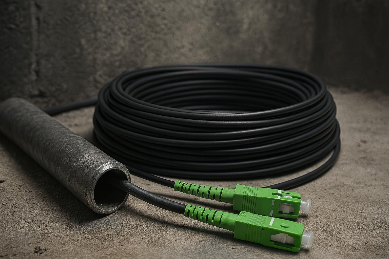 Elfcam Elfcam - 30m/98.4ft Armored Fiber Optic Cable for Outdoor and Indoor SCA to SCA Simplex Singlemode, Compatible with FTTH Cables, 30 Meters