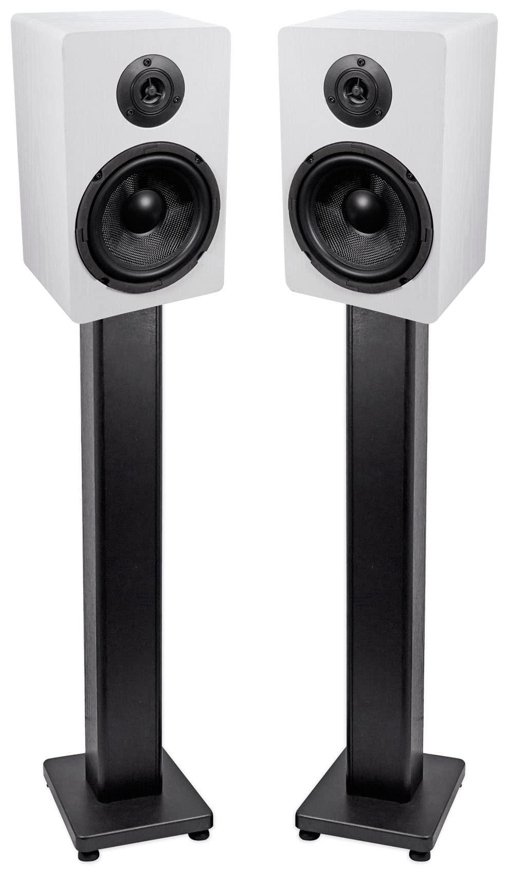 Rockville Rockville Pair RockShelf 64W White 6.5" Home Bookshelf Speakers + 36" Stands