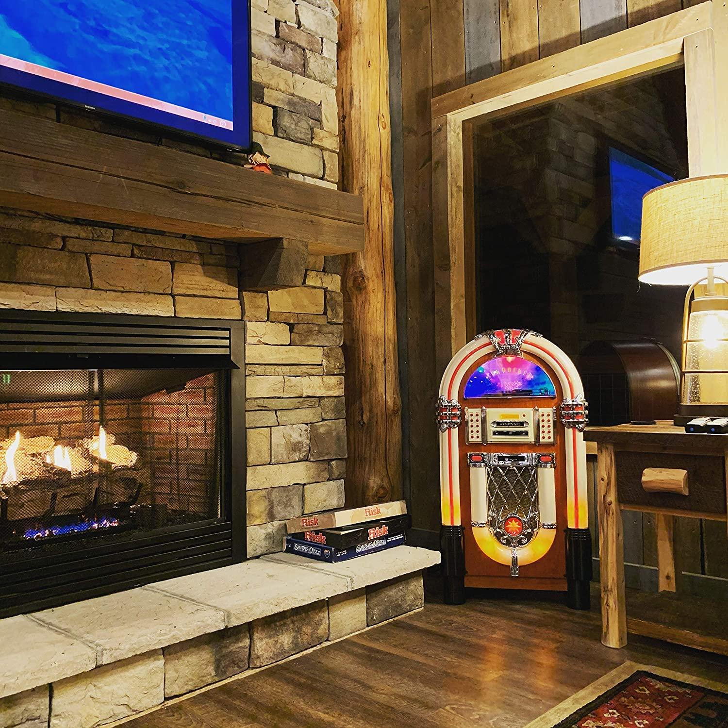 arkrocket Arkrocket Full Size Jukebox Vinyl Record Player Bluetooth USB SD CD Player Radio Retro Turntable Classic Jukebox (Taurus - Classic)