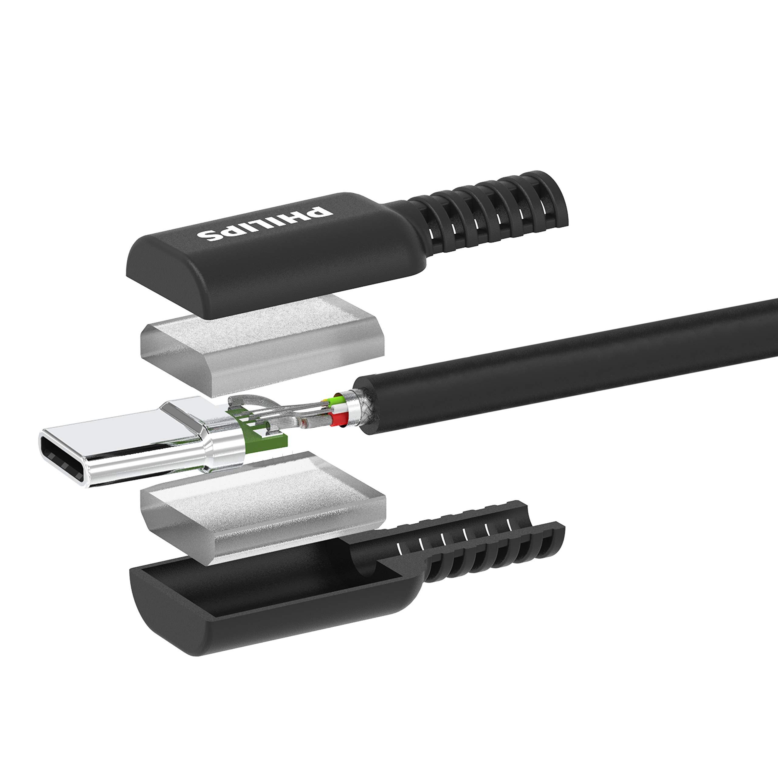 PHILIPS PHILIPS USB C to USB C Cable, 6 Ft 60W Laptop Charger Type C Fast Charging Cable for iPhone 16 Series, 15 Series, iPad Pro, MacBook Charger Cord, USB C Laptop Power Cord Fast Charging, DLC4106C/37