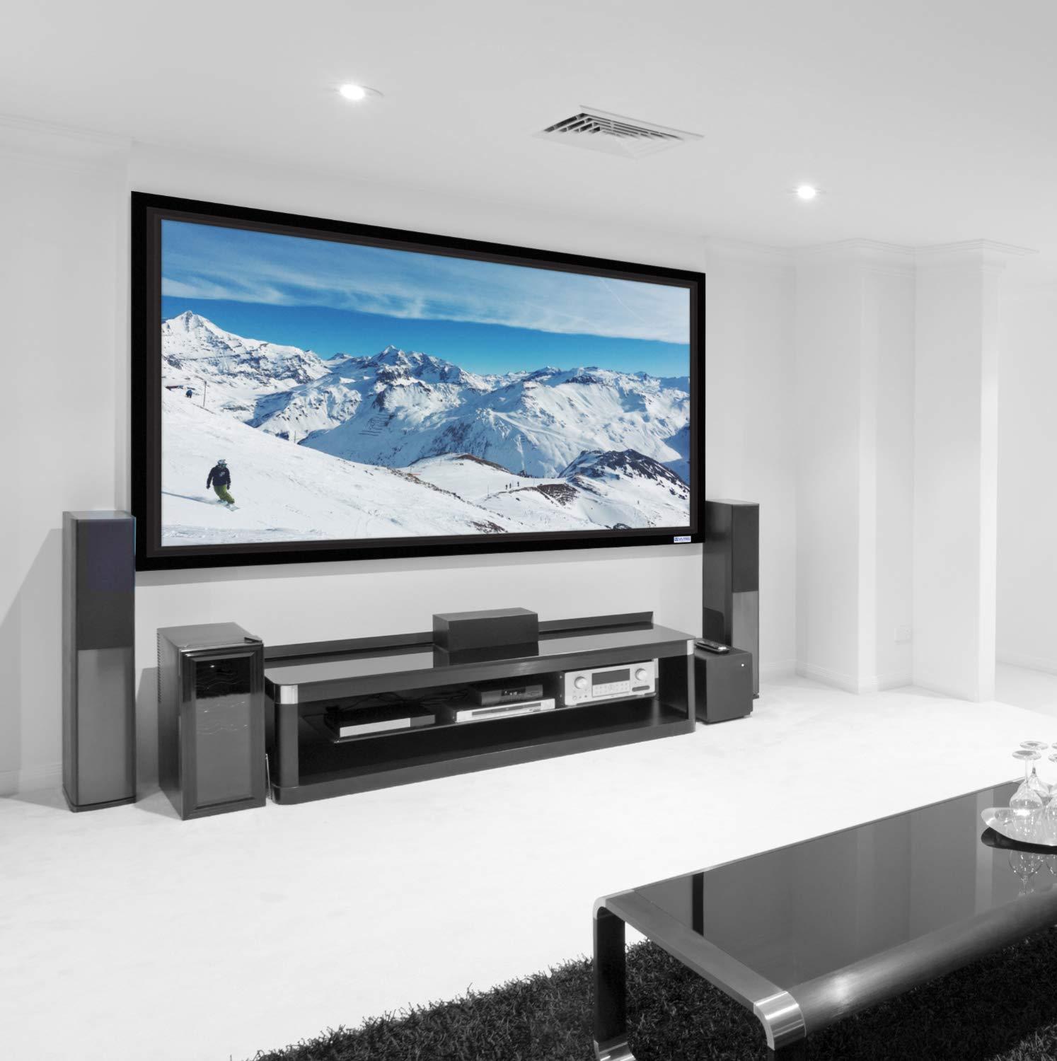 V Vutec Vutec Vu-Easy Wall Mount Projector Screen 103In Diag 16:9 | 2 1/2In Black Velvet Frame Anti-Crease Movie Home Theater Cinema High Performance |USA Made | Easy Install (Rear-Vu)