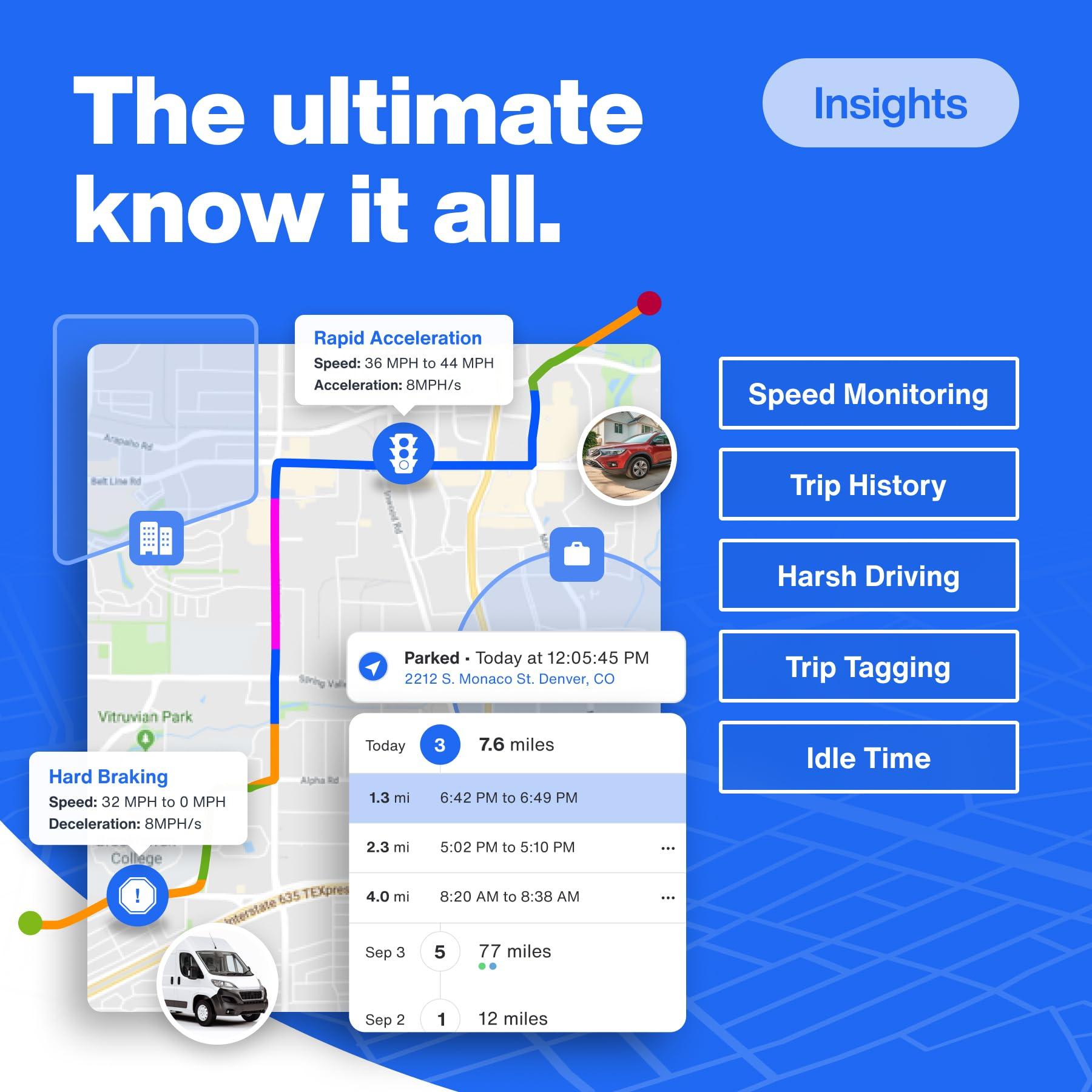 Bouncie Bouncie GPS Tracker for Vehicles with Real-Time Location, Route History, Speed Monitoring, Geo-Fence & Accident Notifications - for Fleets & Family - Cancel Anytime