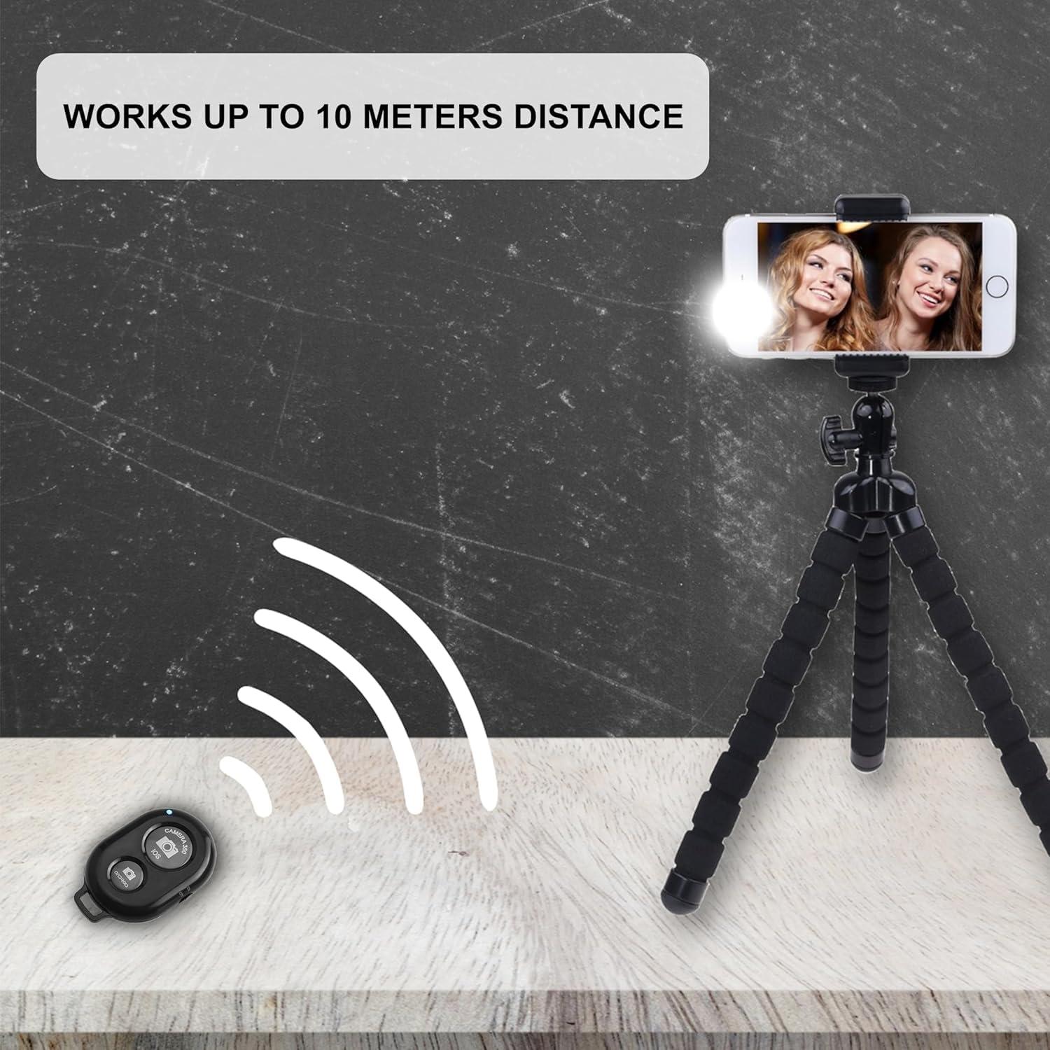 eCostConnection eCostConnection Wireless Remote Control Shutter Buttons for iPhone and Android Smartphones, 1, Black, Round with Microfiber Cleaning Cloth