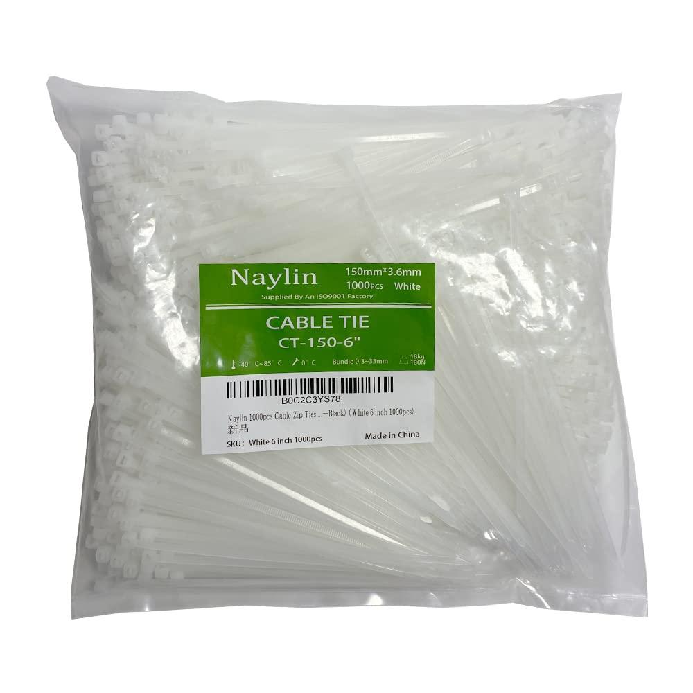 Heyiarbeit Heyiarbeit 6 Inch Zip ties White Plastic Cable Tie Nylon Cable Wire Ties Self-Locking Tie Wraps 100Pcs