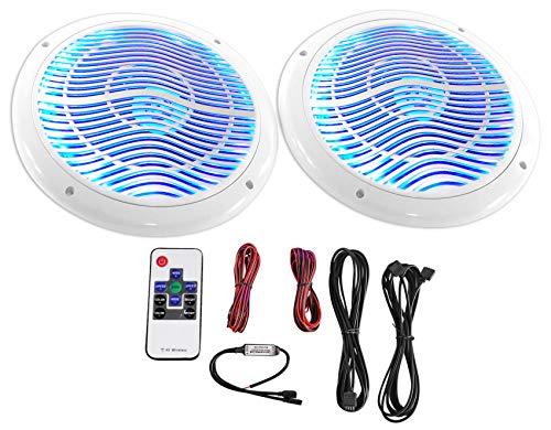 Rockville Rockville Marine Bluetooth Receiver+(4) 6.5" Wakeboards+(2) LED Speakers+6Ch Amp