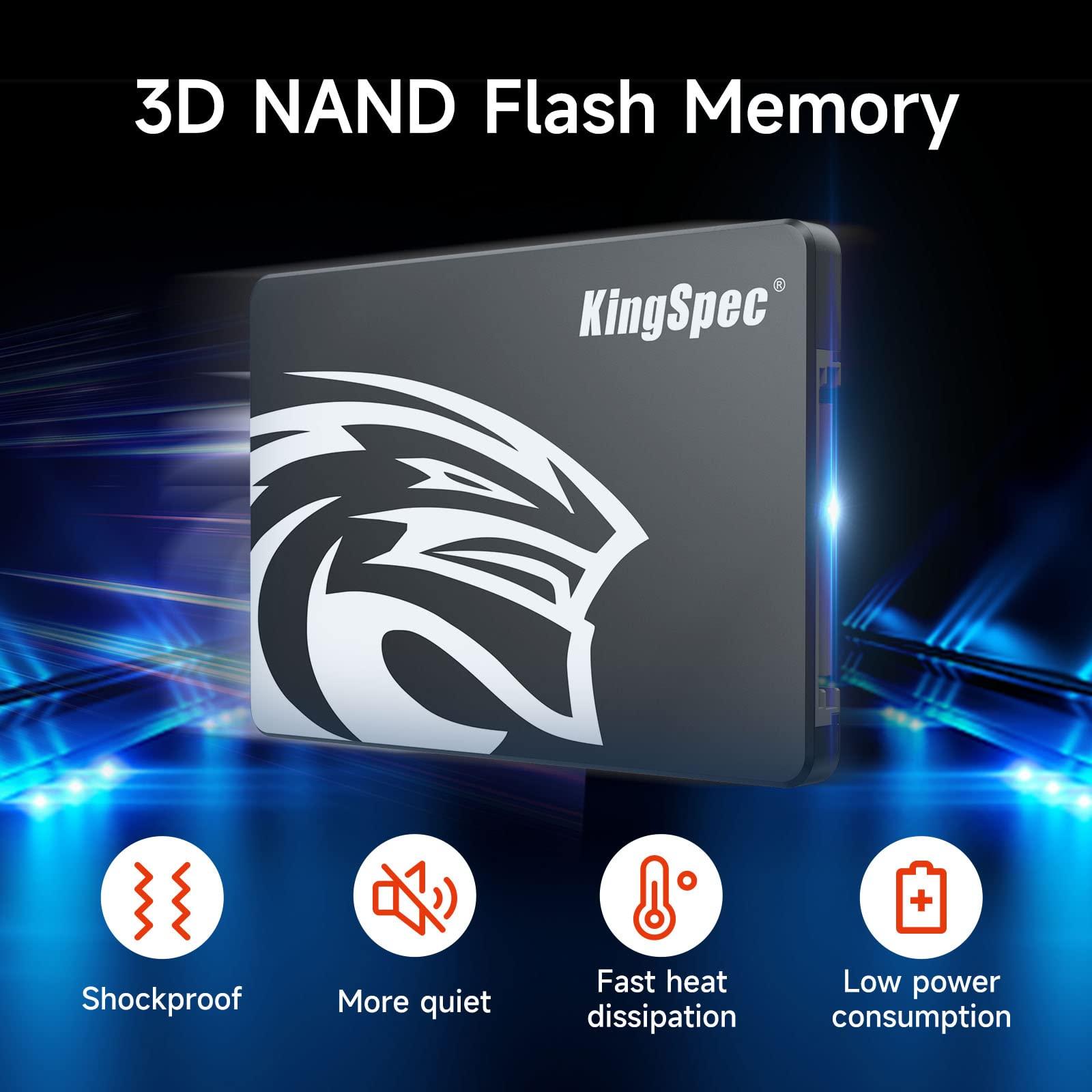 KingSpec KingSpec 1TB SATA III SSD 6Gb/s, 2.5" SATA SSD with 3D NAND Flash, Internal Solid State Hard Drives, for Laptop and PC Desktop (R/W Speed up to 550/520 MB/s)
