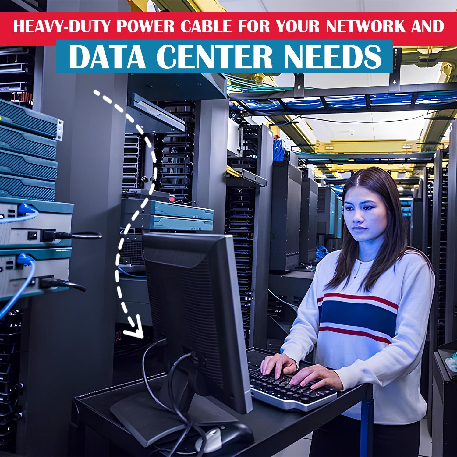 CablesAndKits CablesAndKits 10 ft Right Angle Power Cord for PC Computer Monitor Printer, 10A/125V, 18 AWG, 5-15P to C13, Right Angle Computer Power Cord (NEMA 5-15P to IEC-60320-C13) Black Lifetime Wty