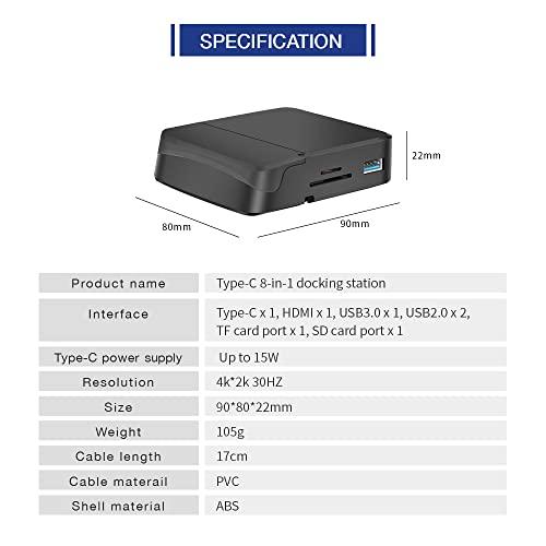 GloryKylin GKI Docking Station, USB C Mobile Phone to 4K HDMI Hub, 8-in-1 Charging Station, Support DP Alt Mode, Compatible with Samsung Dex Mode. Black