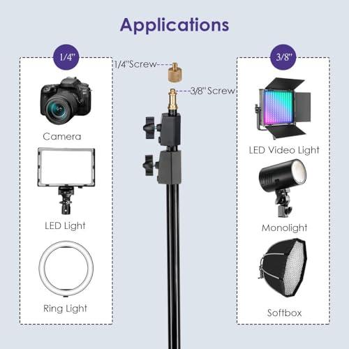 Impact Impact Link Interlocking Air-Cushioned Light Stand (7.9') - Heavy Duty 3-Section Light Stand for Photography, 8.8 lb Capacity, 5/8" Baby Pin, 3/8"-16 Thread for Studio Lighting, LED, Ring Lights