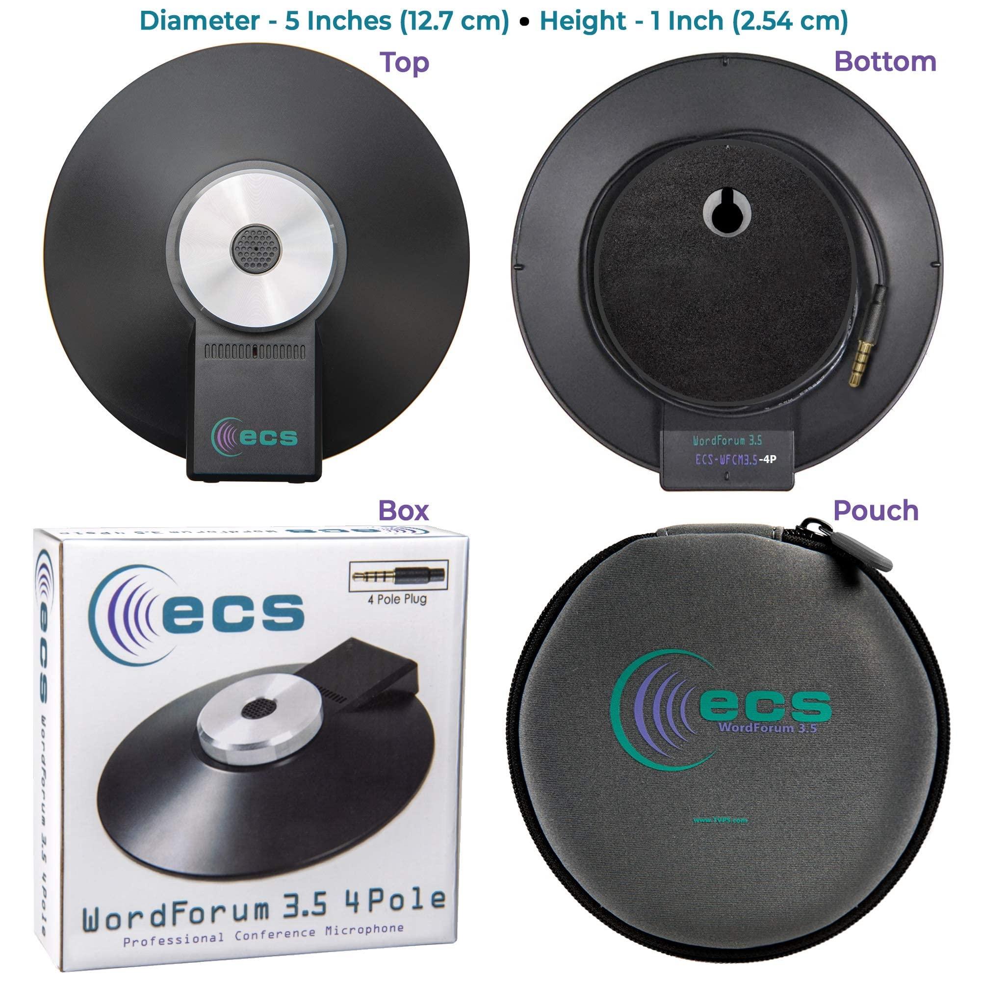 ECS WordForum 3.5mm TRRS 4 Pole 360 Omni-Directional Conference Recording Microphone with Daisy Chain Option for Meetings Using iPhone, Android, Smartphone, Microsoft Surface and Other Tablets