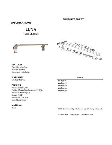Alno Alno A6820-8-PC Luna Transitional Towel Bars, Polished Chrome