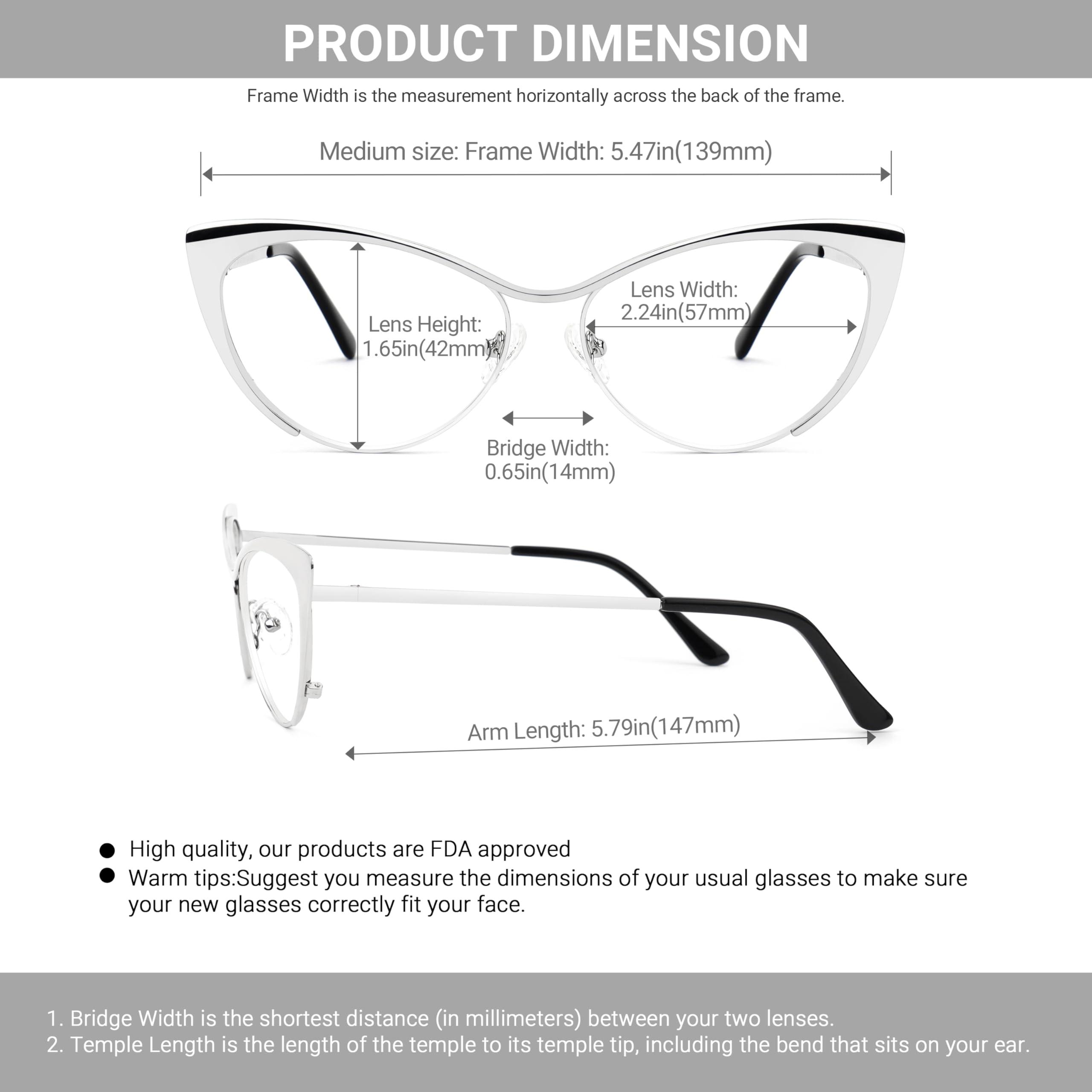 VOOGLAM VOOGLAM Blue Light Glasses for Women Cute Computer Office with Trending Frame Glasses Silver Annabelle VFM0176-01