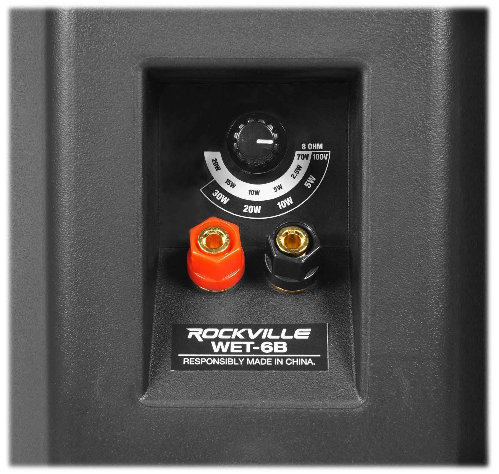 Rockville Rockville (2) WET-6B 70V 6.5" Black IP55 Commercial Indoor/Outdoor Wall Speaker - Blac (2 Items)