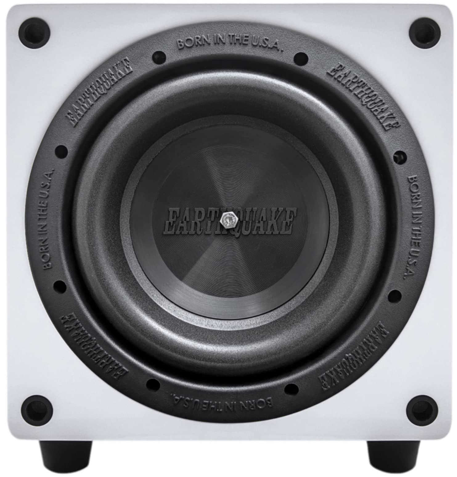 EARTHQUAKE EARTHQUAKE Sound MiniMe DSP P8 8-inch Powered Subwoofer with DSP Control and SLAPS Passive Radiator Technology, White
