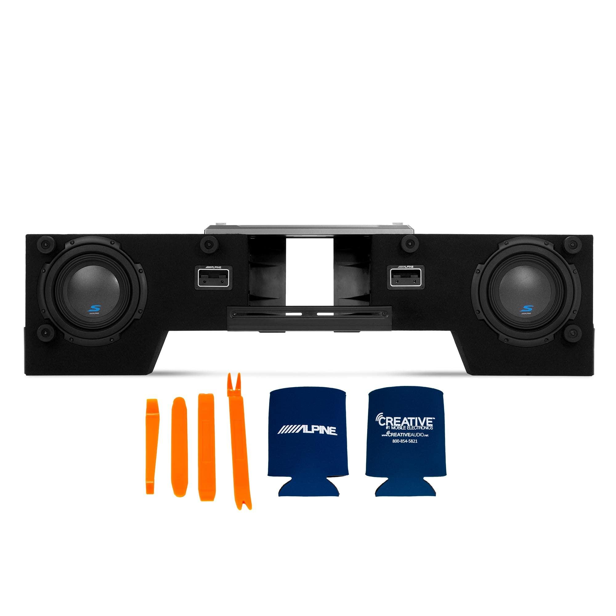 Alpine Alpine S-DB8V-TRK Dual 8" Halo S-Series Preloaded Truck Subwoofer Enclosure with Alpine S-A60M S-Series 600 Watt Mono Amp and RUX-KNOB.2 Bass Knob
