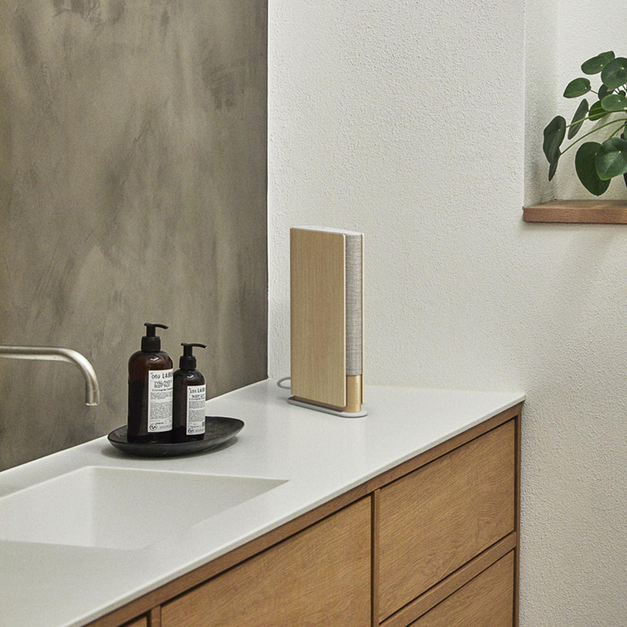 Bang & Olufsen Bang & Olufsen Beosound Emerge Bookshelf Wi-Fi Speaker, Gold Tone/Light Oak