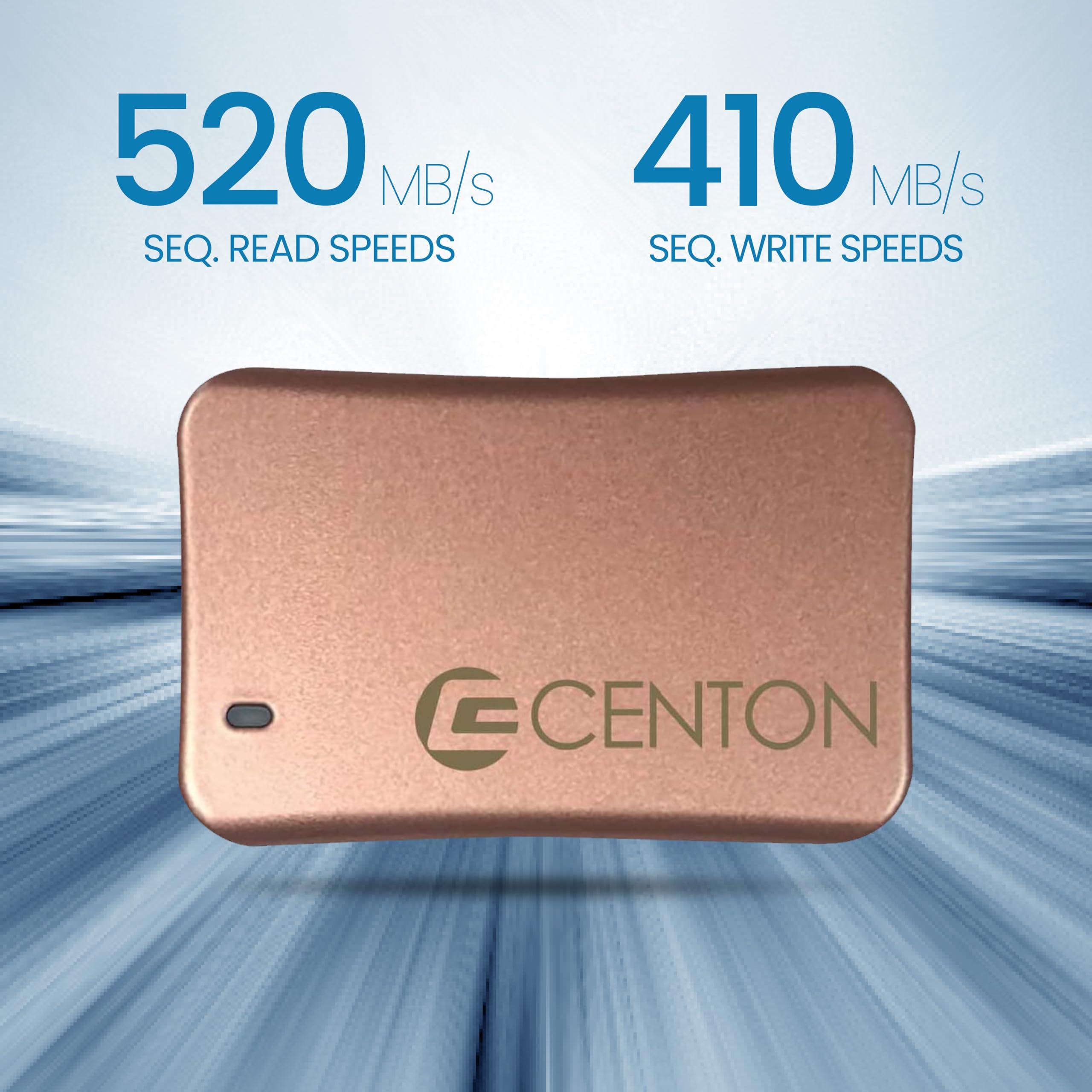 Centon Centon External SSD (Rose Gold Metallic), USB-C 3.2 Gen 2, 500GB