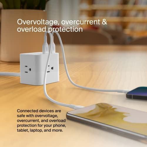 Belkin Belkin 6-Outlet Power Cube w/ 3 AC Outlets, 3 USB-A Ports, & 5ft Sturdy Extension Cord - Convenient Compact Cube for Home, Office, Travel, Desktop, & Phone Charger - 4.5 Amps