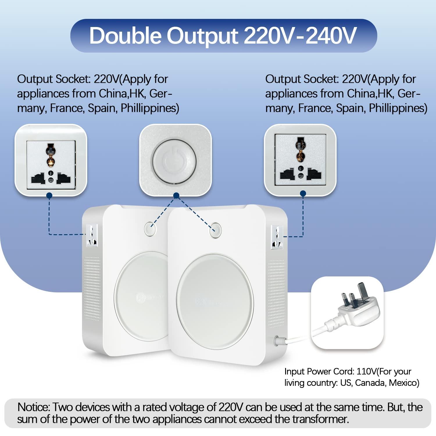 MYOYAY MYOYAY 2000W Step Up Voltage 110v to 220v Converter, Lightweight 110v to 220v Voltage Converter US to Europe Asia Power Transformer with Circuit Breaker Protection