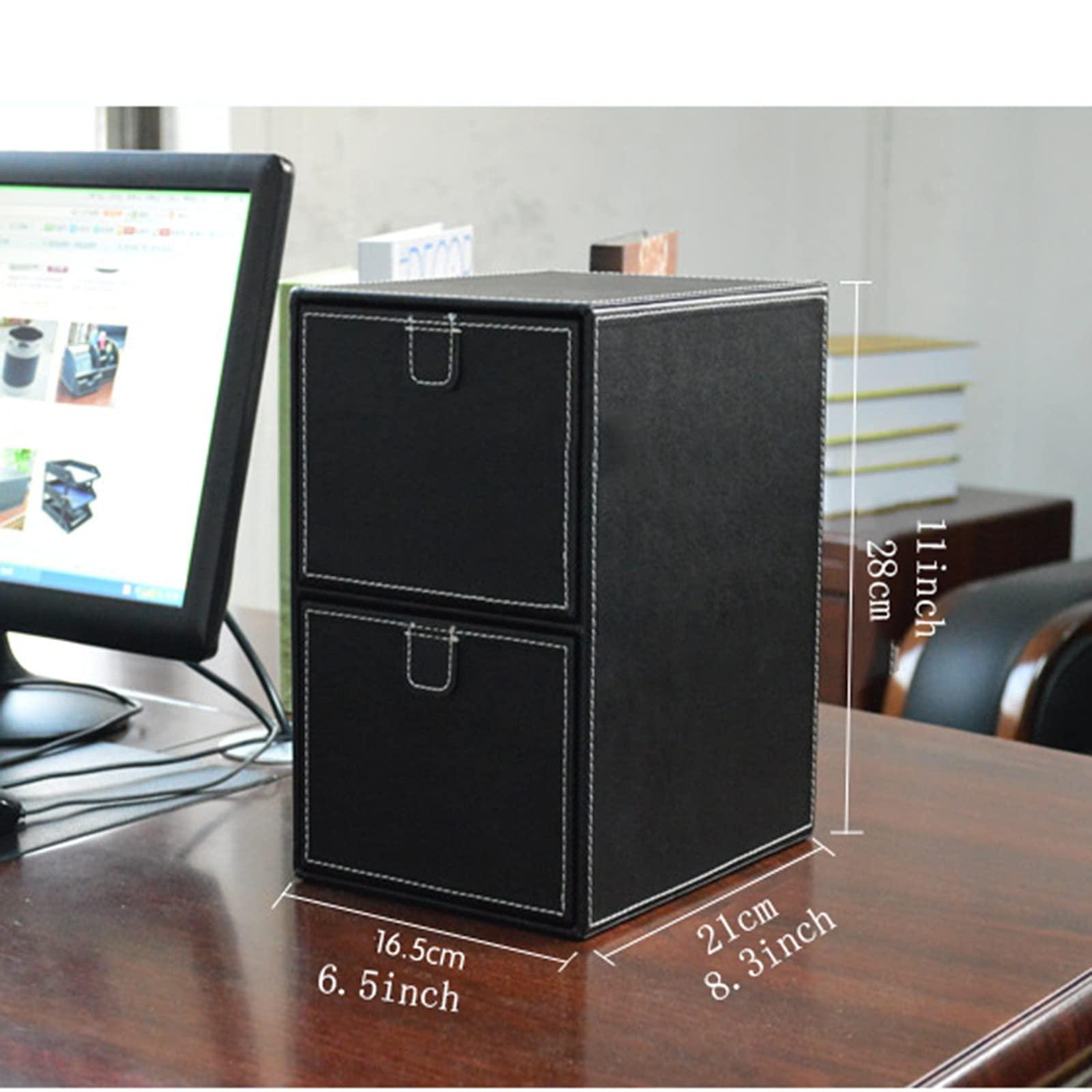 DCFV Creative Leather CD Storage Box, Two Drawer-Style DVD Disc Finishing Cabinets, High-end Desktop Storage Box for Storing and Organizing Media Frame