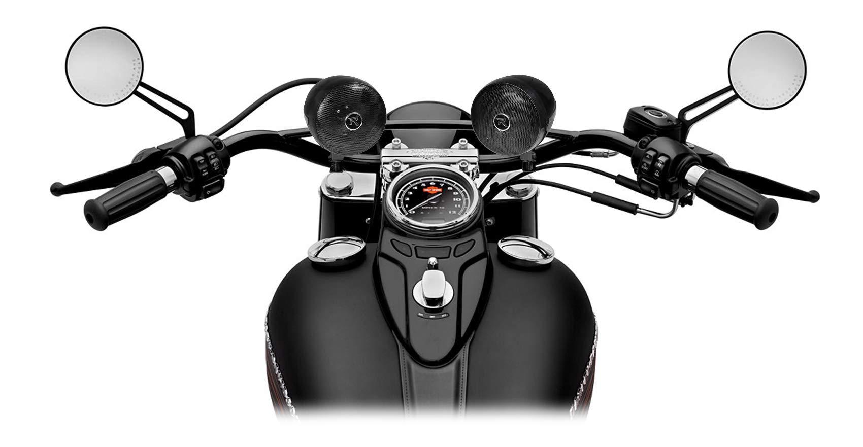 Rockville Rockville rocknride (2) RockNRide 3" Powered Bluetooth Metal Motorcycle Handlebar Speakers, Black