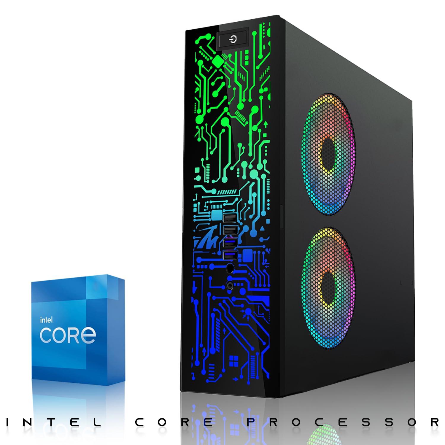 TechMagnet HP G2 Desktop Computer PC, Intel Core i3, 16GB RAM, 512GB SSD, 24 Inch Curved Monitor, RGB Speaker, Gaming Keyboard with AI-Enabled Copilot Key Mouse, 2X ARGB Fan WiFi, Win 10 Pro (Renewed)