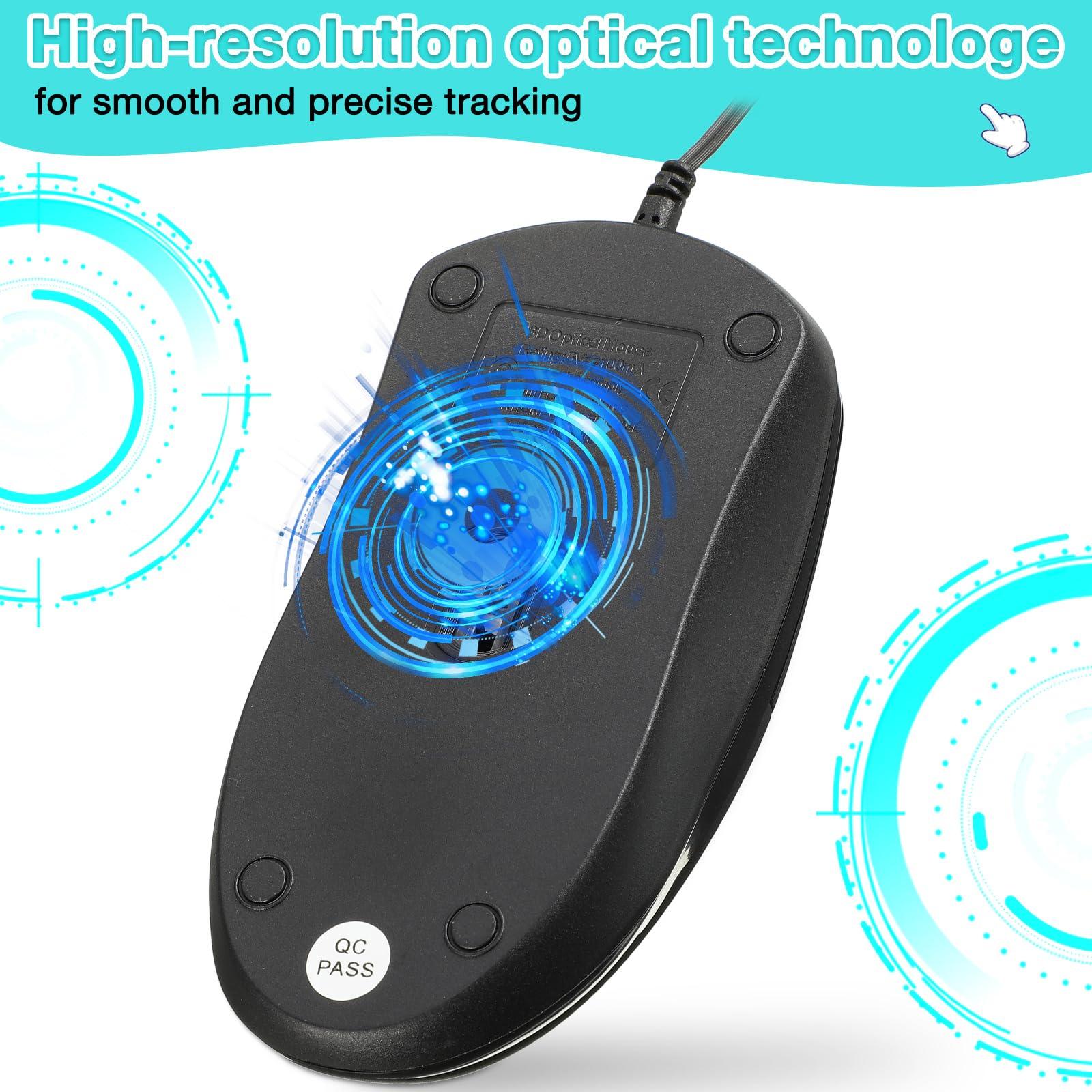 Kathfly Kathfly 50 Pcs Black Wired USB Computer Mouse Bulk 1000 DPI 3 Button Corded Mouse with Home Office Noiseless Simple USB for Computer Laptop Desktop PC