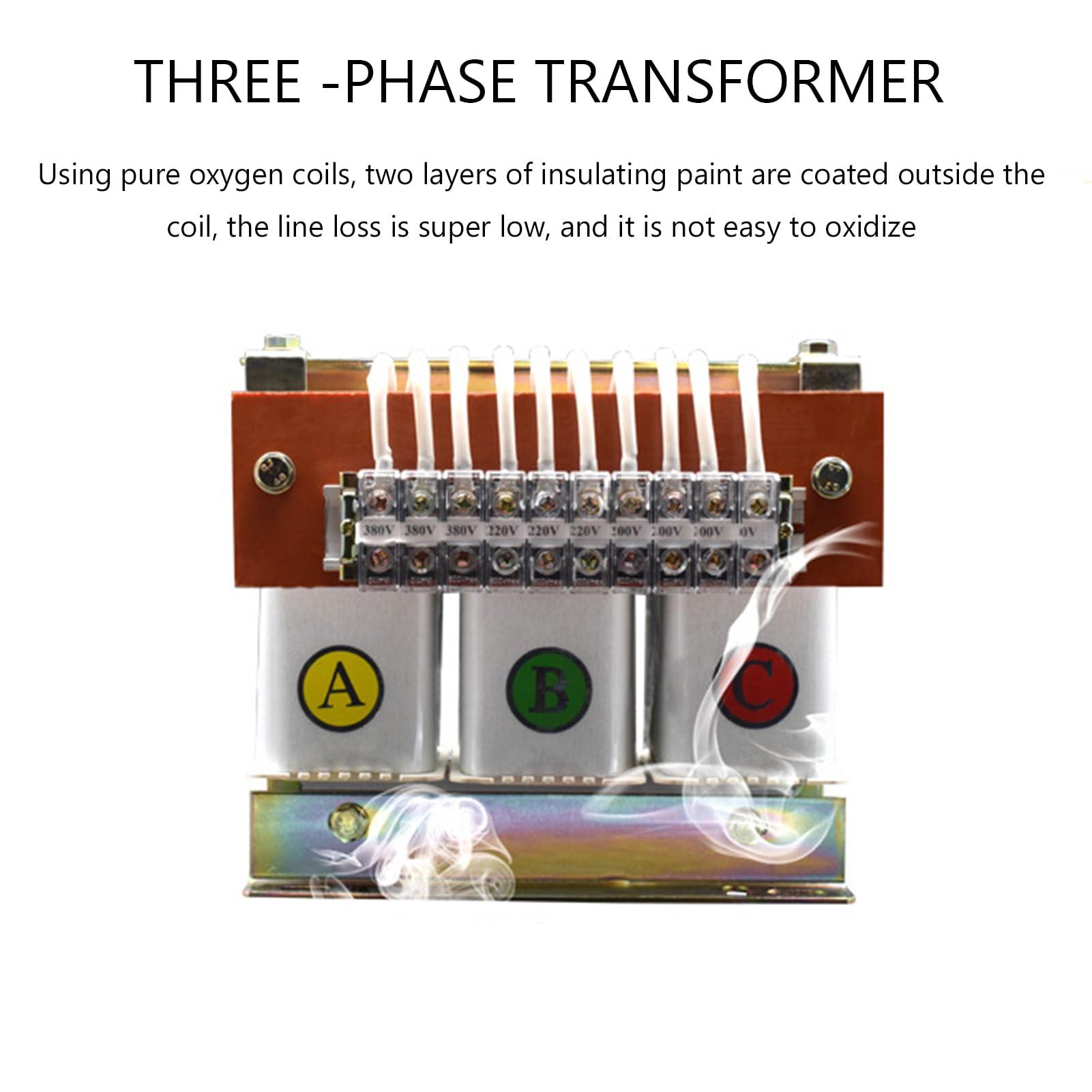 DirectNine Basics Dry Type Transformer,3 Phase Servo Transformer 415V to 380V/220V/200V Heavy Duty Voltage Transformer Converter with Circuit Break Protection,2000VA