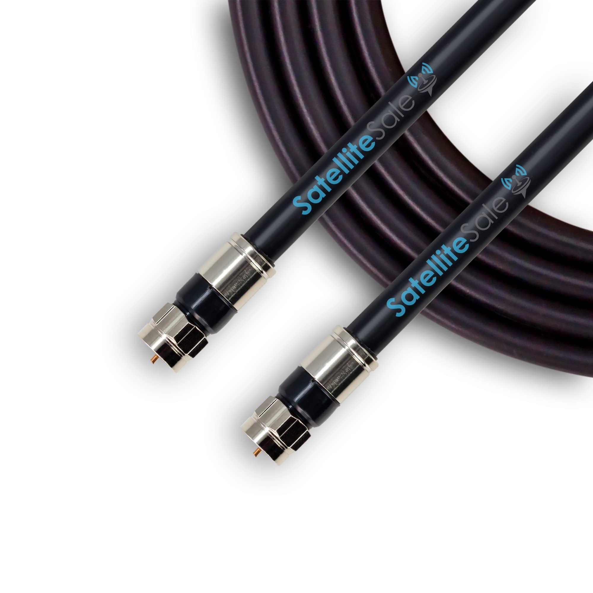SatelliteSale SatelliteSale Digital 75Ohm RG-6/U Coaxial Cable with F-Type Connector Indoor/Outdoor Universal Wire Black Cord 50 feet