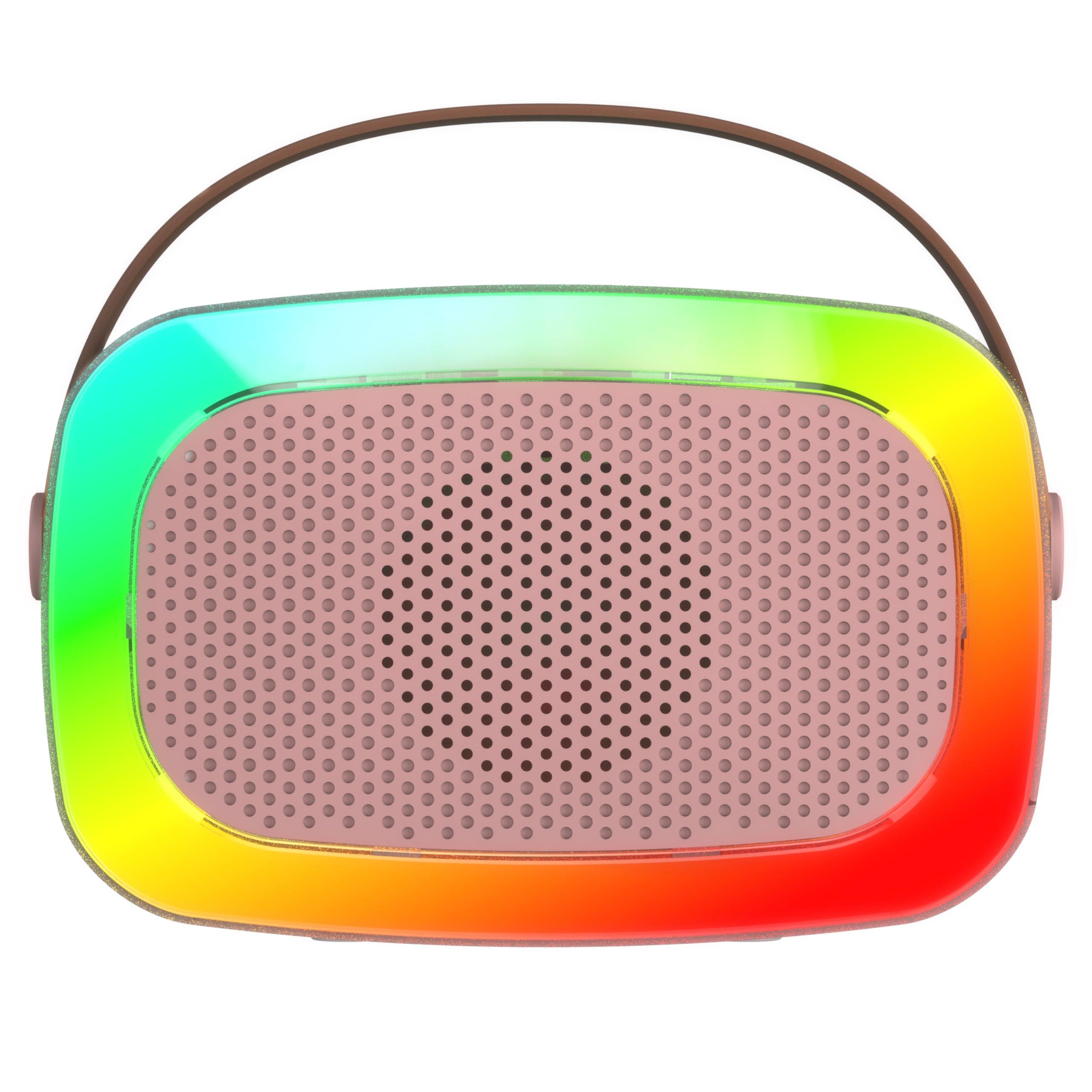 Supersonic IQ Sound IQ-908K Mini Karaoke Bluetooth Speaker with Wireless Microphone, RGB Lights Surround, Fun Voice Changing in Rechargeable Compact, and Portable Design Ideal Gifts for Kids and Adults (Pink)