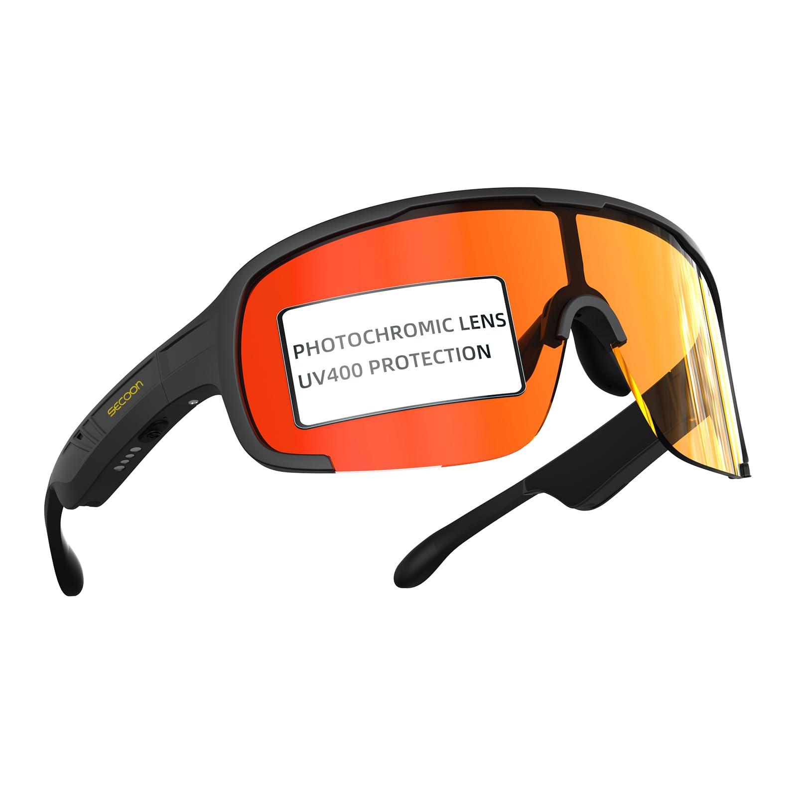 SECOON SECOON Bluetooth Safety Sunglasses for Men & Women, Sport Smart Glasses with Open Ear Audio, UV Protection & 7H Playtime Wireless Bone Conduction Glasses for Music Playing, Cycling, Running