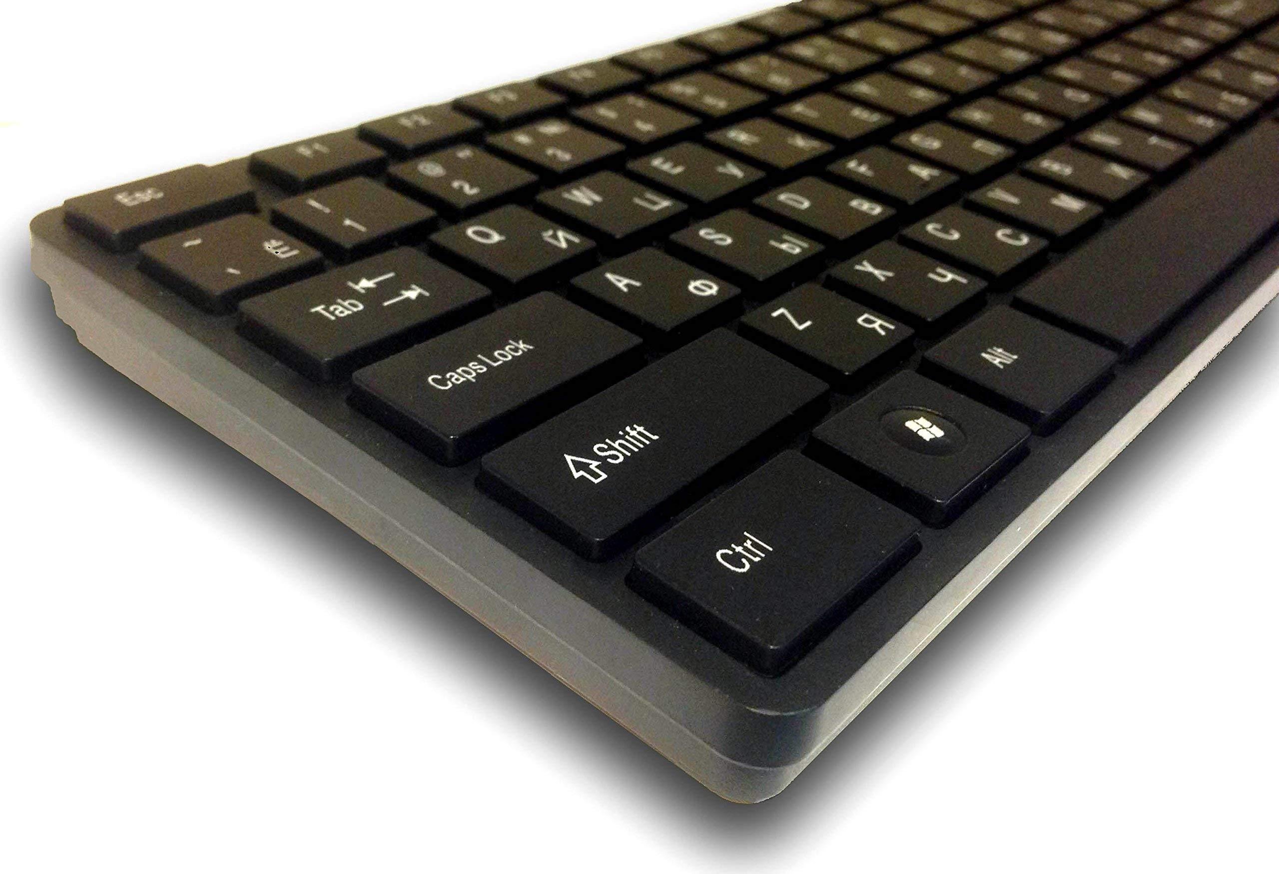 Dianma Electronic Company USB Keyboard with Russian English (Cyrillic) Letters/Characters- Full Size Slim Desktop Design