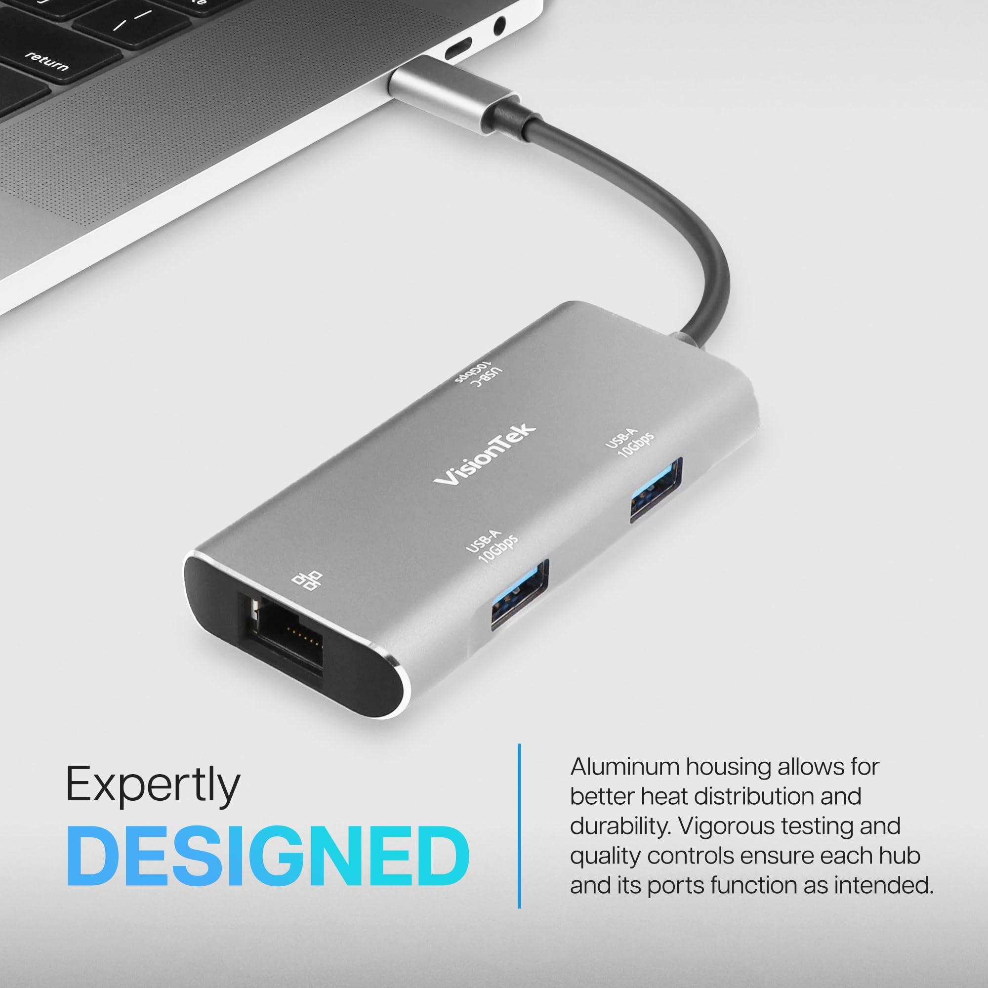 VisionTek VisionTek USB-C Hub with Ethernet, 2X USB-A, 1x USB-C for MacBook, Windows, Chromebook - Portable Bus Powered Adapter