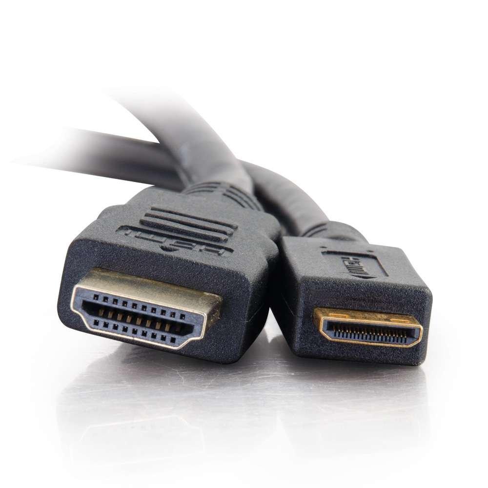 C2G Legrand - C2G Mini HDMI to HDMI Ethernet Cable, 4k High Speed HDMI Cable, Black 60 hz HDMI Cable, HDMI Cable 6 ft, 1 Count, C2G 50619