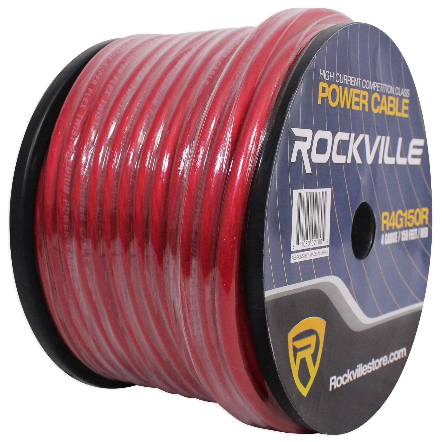 Rockville Rockville R4G150R 4 AWG Gauge 150' Car Amp Power/Ground Wire Spool