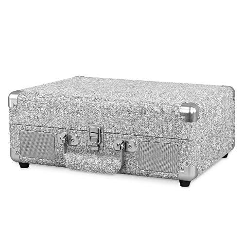 Victrola Victrola Vintage 3-Speed Bluetooth Portable Suitcase Record Player with Built-in Speakers | Upgraded Turntable Audio Sound| Includes Extra Stylus | Light Gray