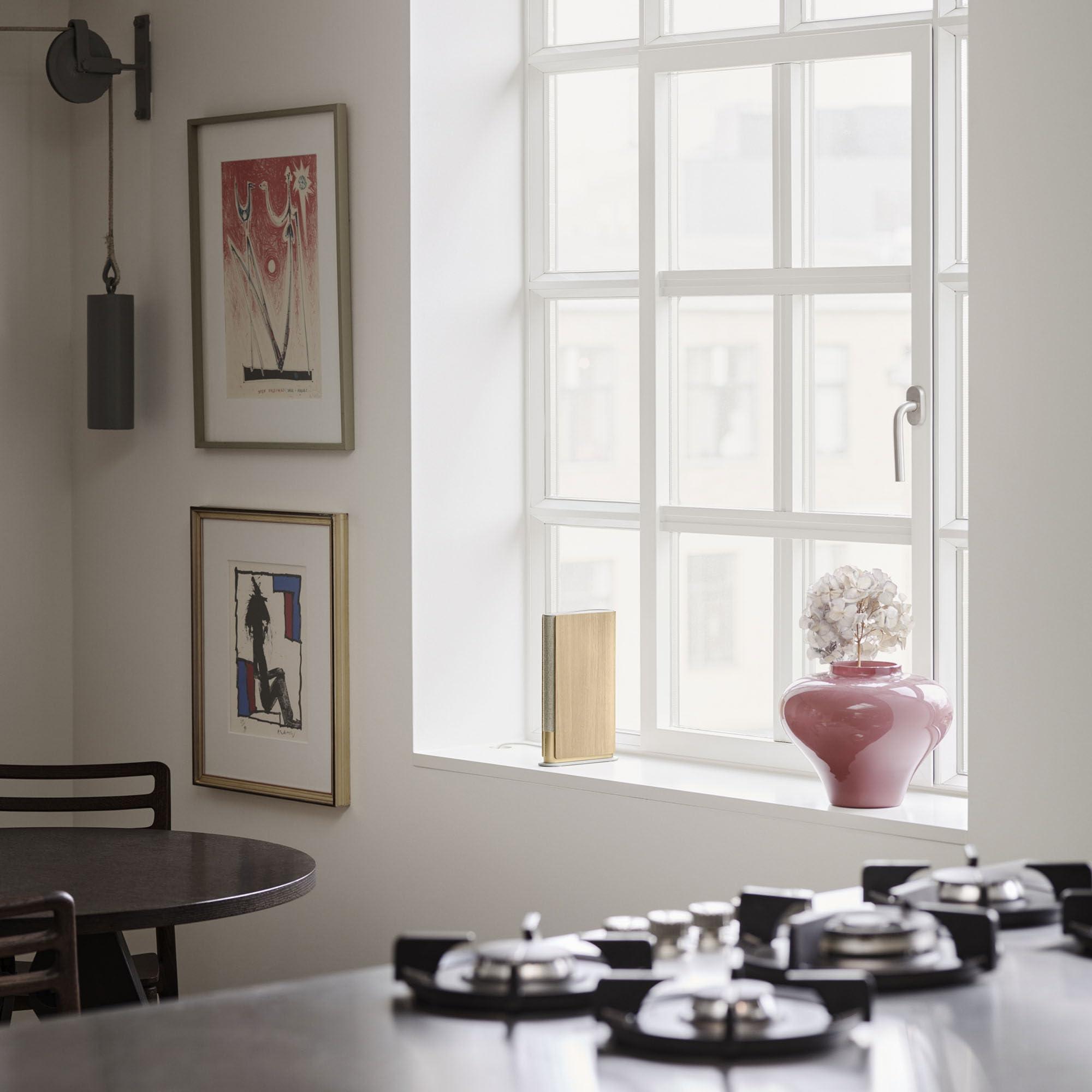 Bang & Olufsen Bang & Olufsen Beosound Emerge Bookshelf Wi-Fi Speaker, Gold Tone/Light Oak