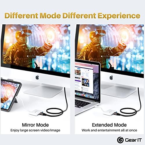 GearIT GearIT USB C Hub to HDMI | USB-A | 3.5mm I 100W PD Passthrough, 4K@120Hz DP Alt Mode Audio/Mic Port, USBC Type C Thunderbolt 3/4 Compatible for MacBook Pro 2020, iPad Pro 2020, Galaxy S20, and More