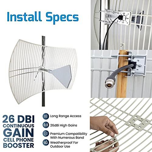 SIGNALPLUS Cellular Antenna-Outdoor Parabolic Antenna Long Range-High Gain 26dbi 600-6500mhz LTE WiFi 4G 5G GSM-for Signal Booster-Works for All Carriers-Weatherproof