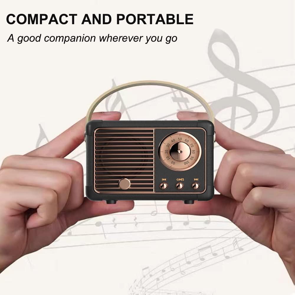 Baolira Baolira Retro Bluetooth Speaker, Portable Wireless Speaker with Crystal Clear Stereo Sound and Rich Bass,Retro Decor for Desk Bedroom Kitchen, Birthday Gifts for Women Men Teens (Black)