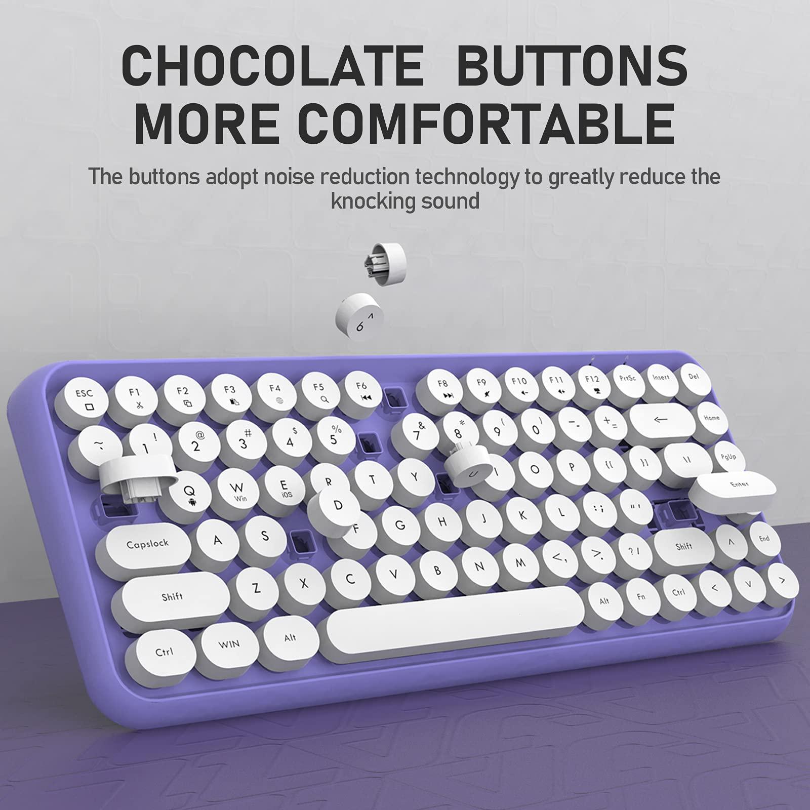 FELICON FELICON Wireless Bluetooth Keyboard Mini Portable 84-Key Keyboard Compatible with Android, Windows, PC, Tablet-Dark, Perfer for Home and Office Keyboards (Purple)