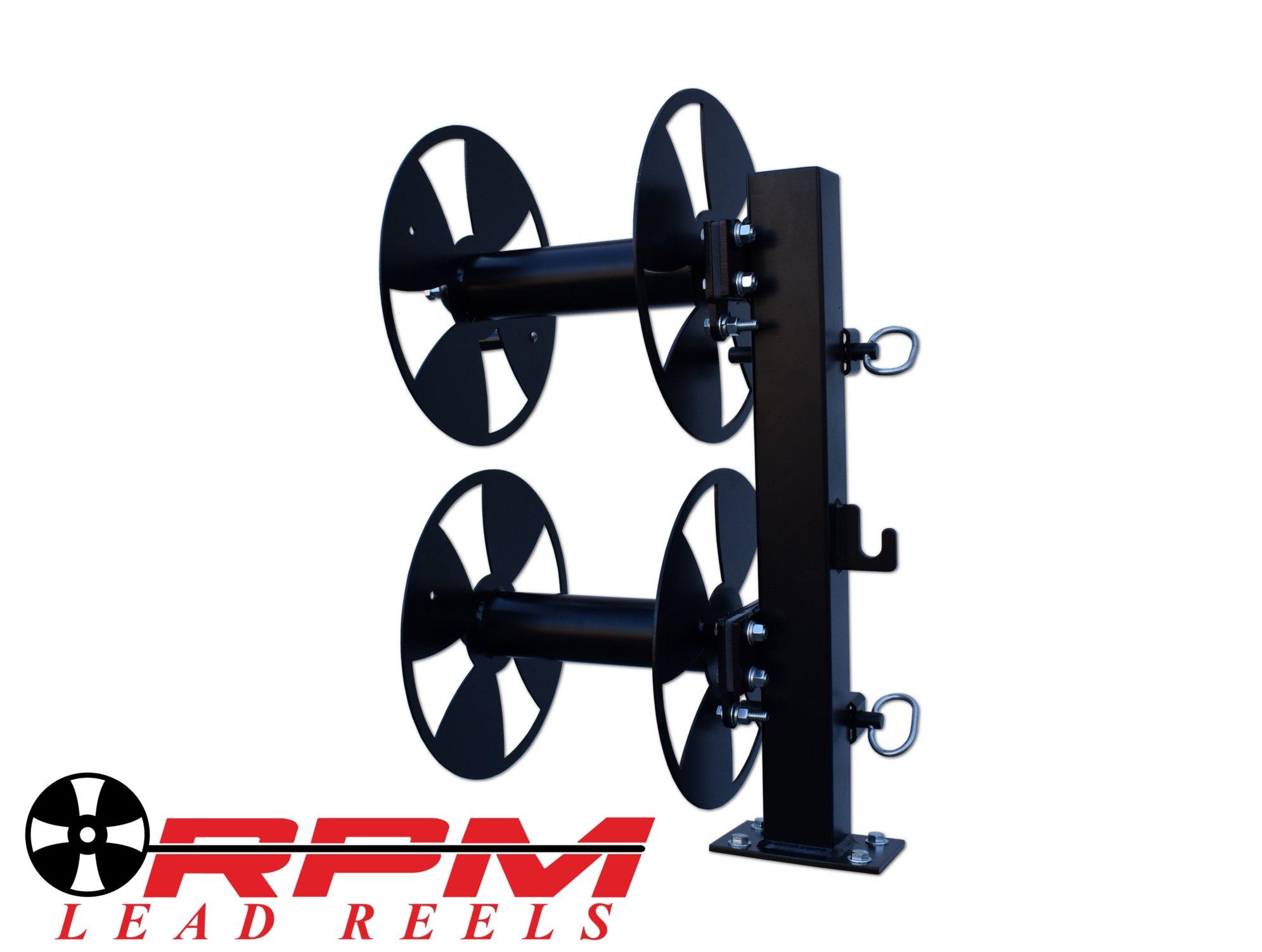 RPM LEAD REELS 12'' BLACK DOUBLE FIXED BASE WELDING CABLE LEAD REEL