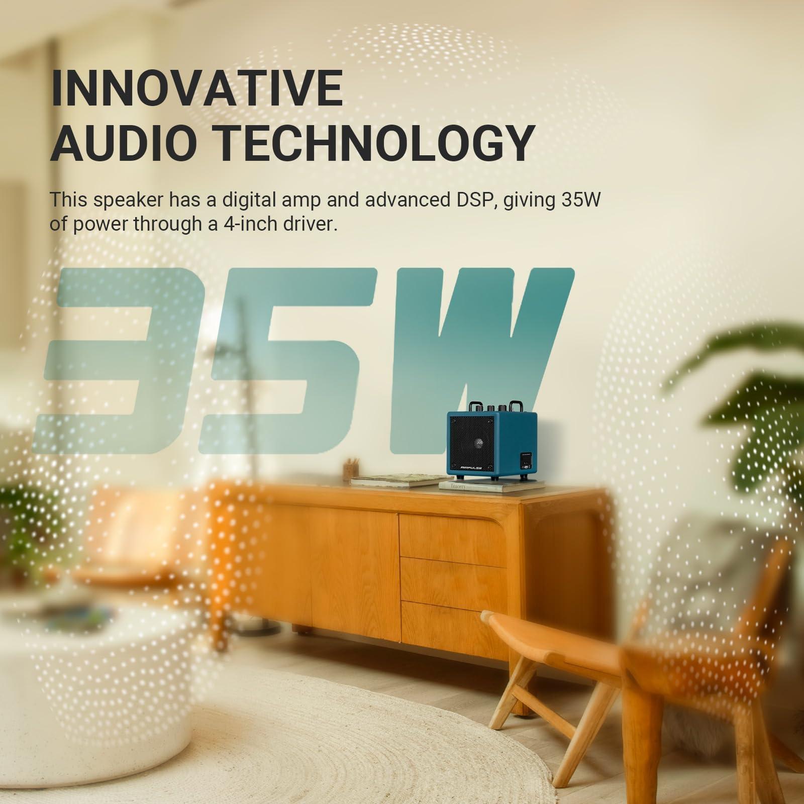 Airpulse AirPulse Wireless Bluetooth Home Speaker, Compact Speakers with AUX/LINE Input for Home Office (Blue)