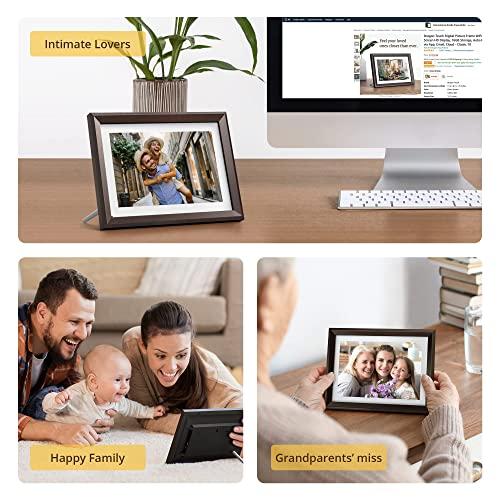 Dragon Touch Dragon Touch Digital Picture Frame WiFi 10 inch IPS Touch Screen Digital Photo Frame Display, 32GB Storage, Auto-Rotate, Share Photos via App, Email, Cloud, Classic 10 Brown, PUUDUU