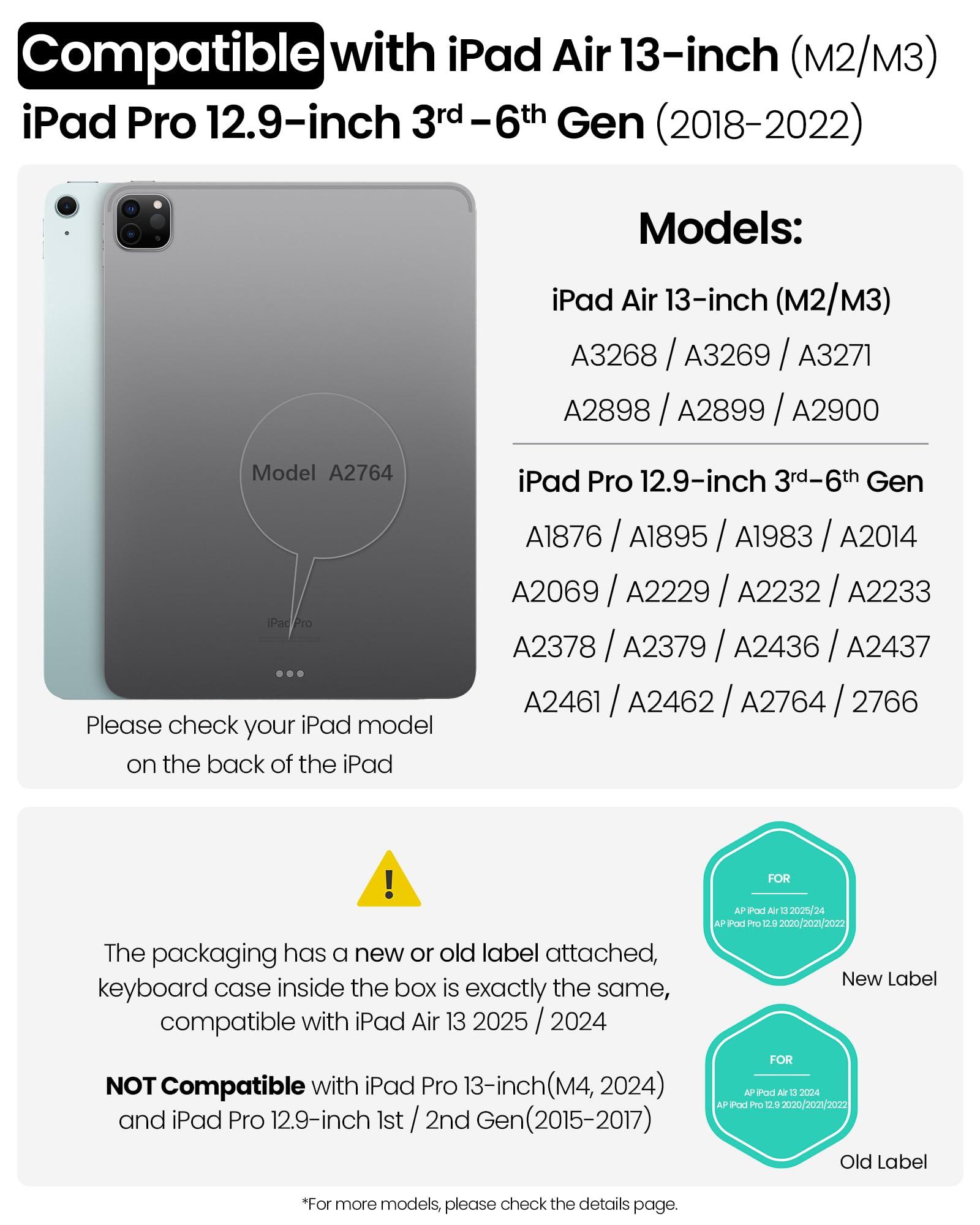 Nillkin Nillkin Keyboard Case for iPad Air 13-inch (M3 2025/M2 2024), iPad Pro 12.9-inch (6th/5th/4th/3rd Gen) Rugged Case with Detachable Keyboard, Magic Trackpad, 7-Color Backlit, Portrait/Landscape, Gray