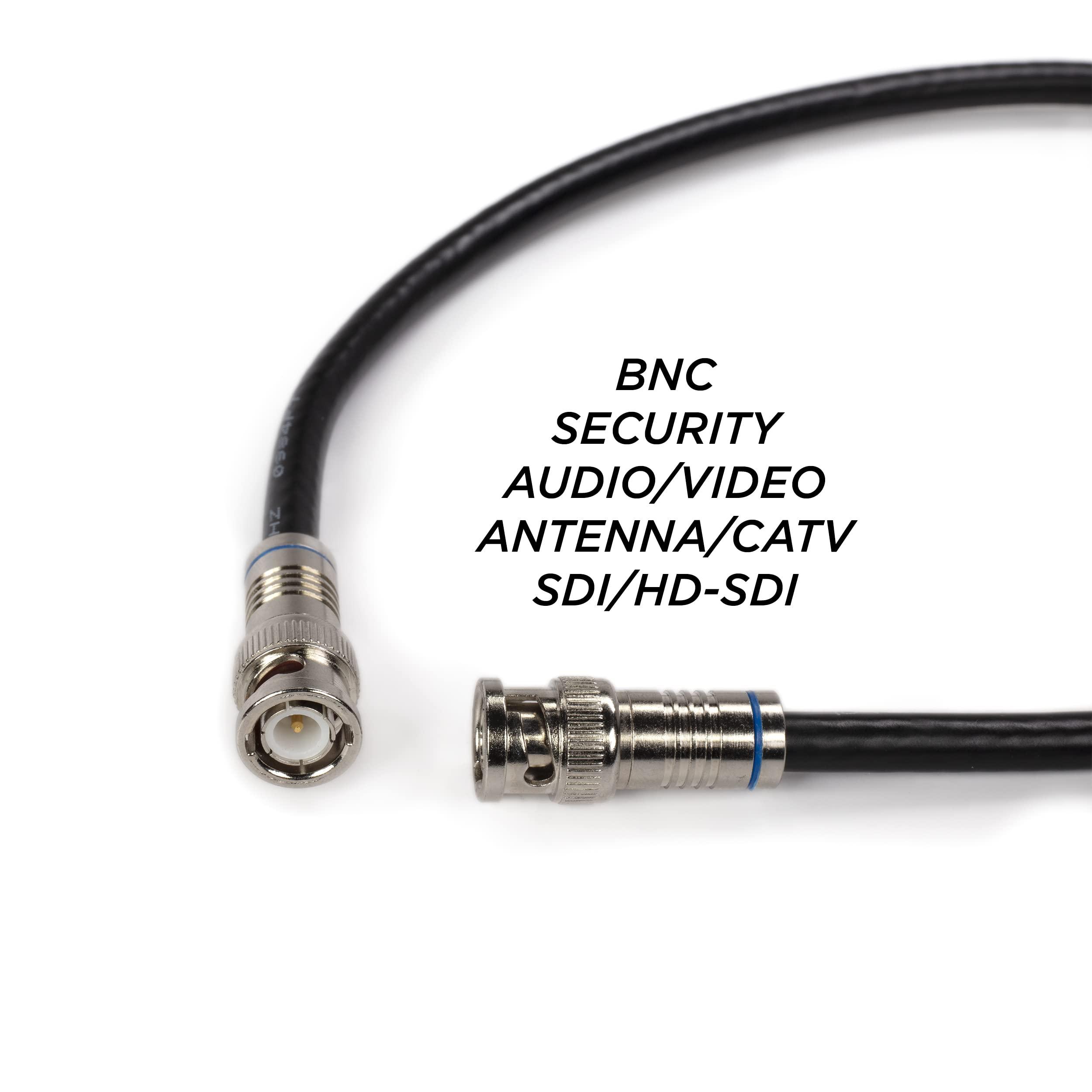 THE CIMPLE CO BNC Cable, Made in The USA, Black RG6 HD-SDI and SDI Cable (with Two Male BNC Connections) - 75 Ohm, Professional Grade, Low Loss Cable - 35 feet (35\')